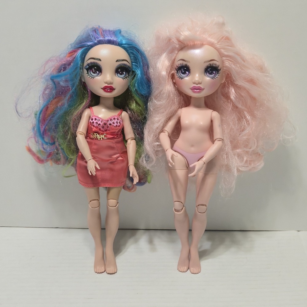 Rainbow High Doll Lot Amaya Raine Rainbow Hair & Bella Parker Pink Hair MGA 2019